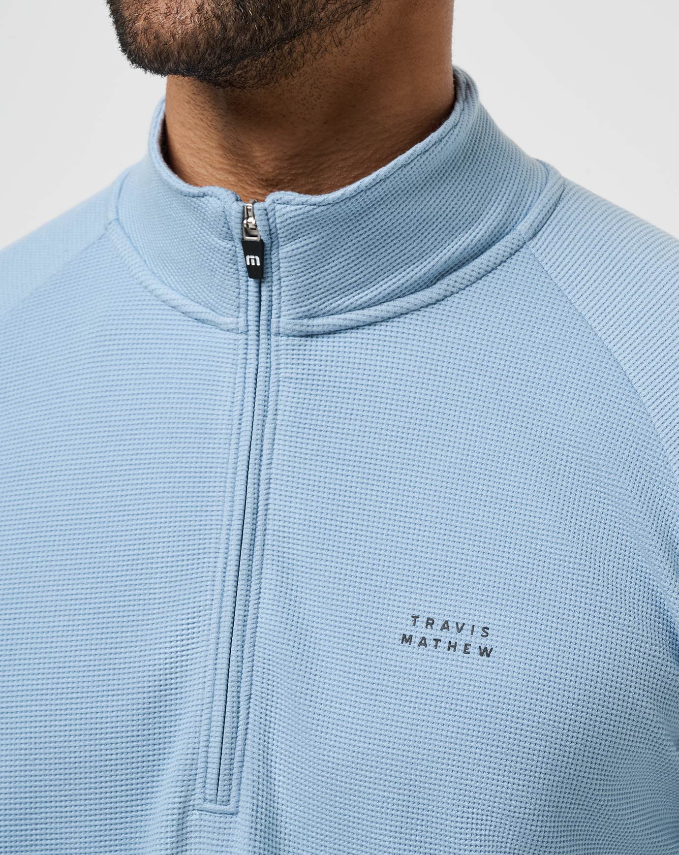 Performance Waffle Quarter Zip - Dusty Blue