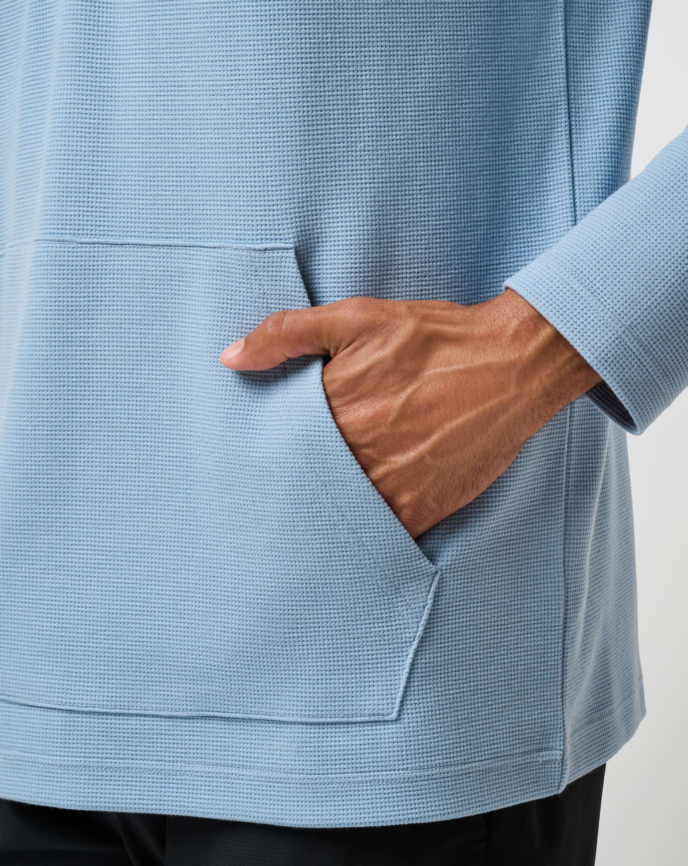 Performance Waffle Quarter Zip - Dusty Blue