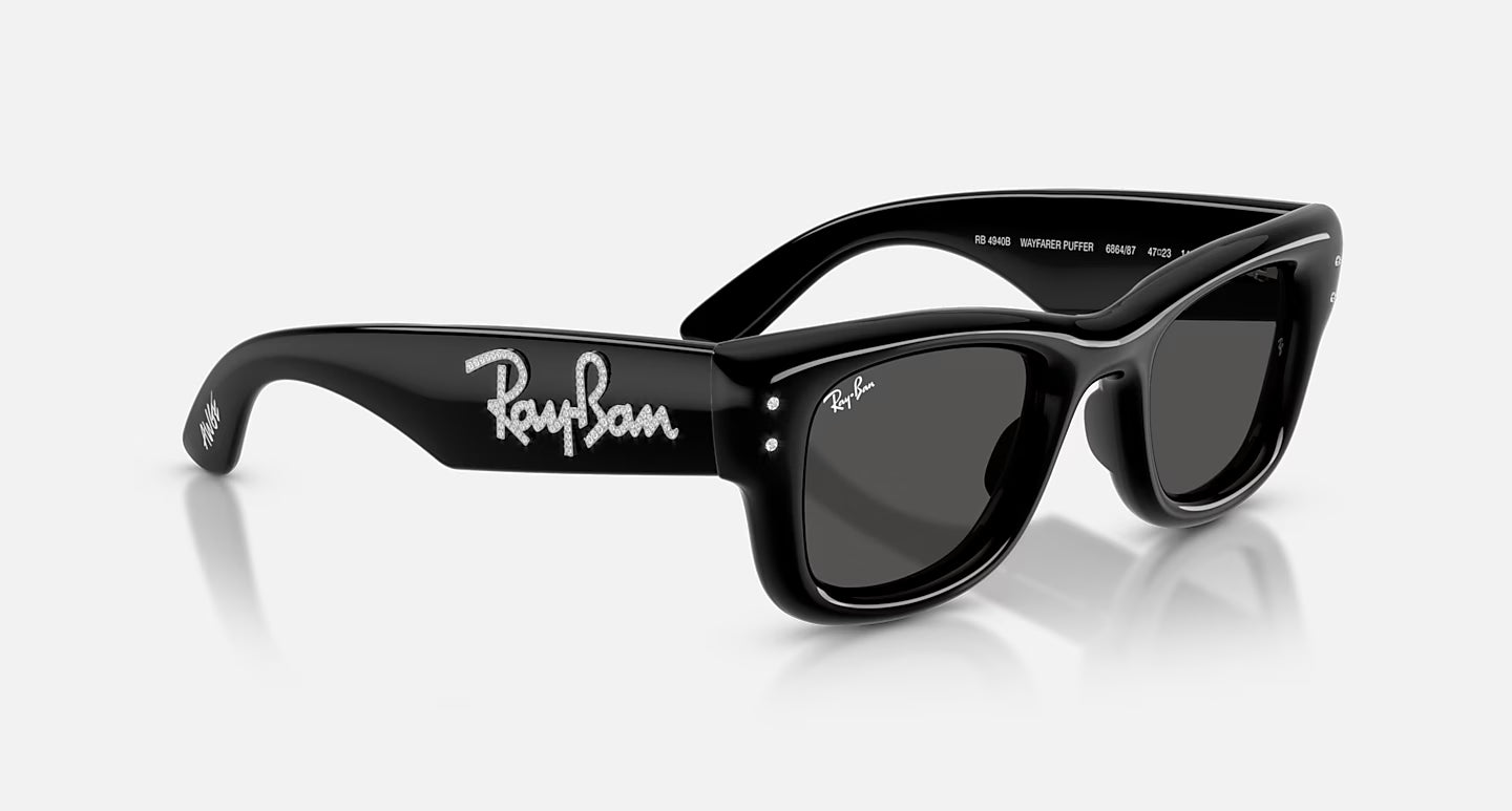 Wayfarer Puffer 47 Black & Strass W/ Dark Grey Lens