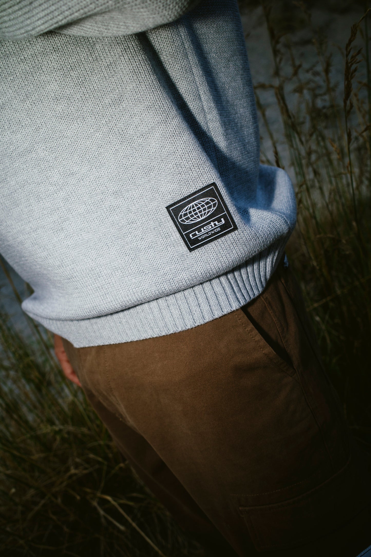White Lines 2.0 Knitted Crew - Grey Marble
