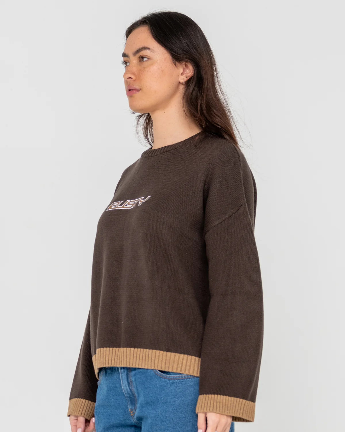 Rusty Rider Relaxed Crew Neck Knit - Java