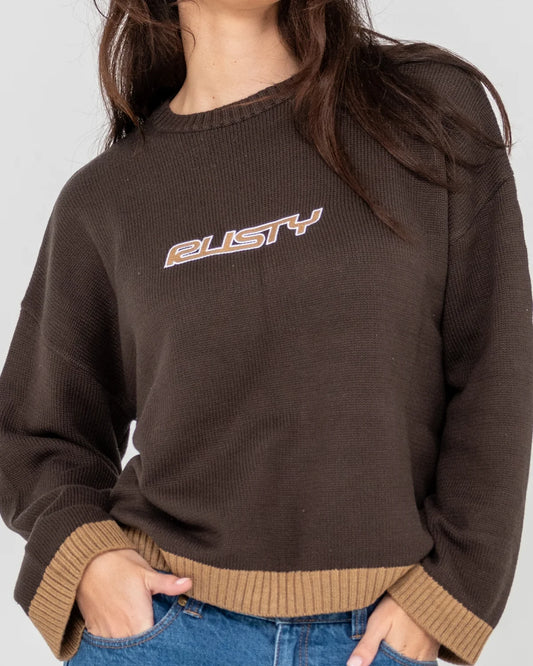 Rusty Rider Relaxed Crew Neck Knit - Java
