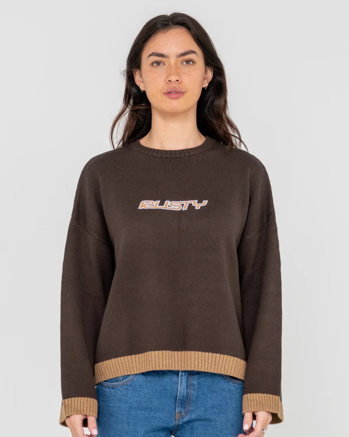 Rusty Rider Relaxed Crew Neck Knit - Java