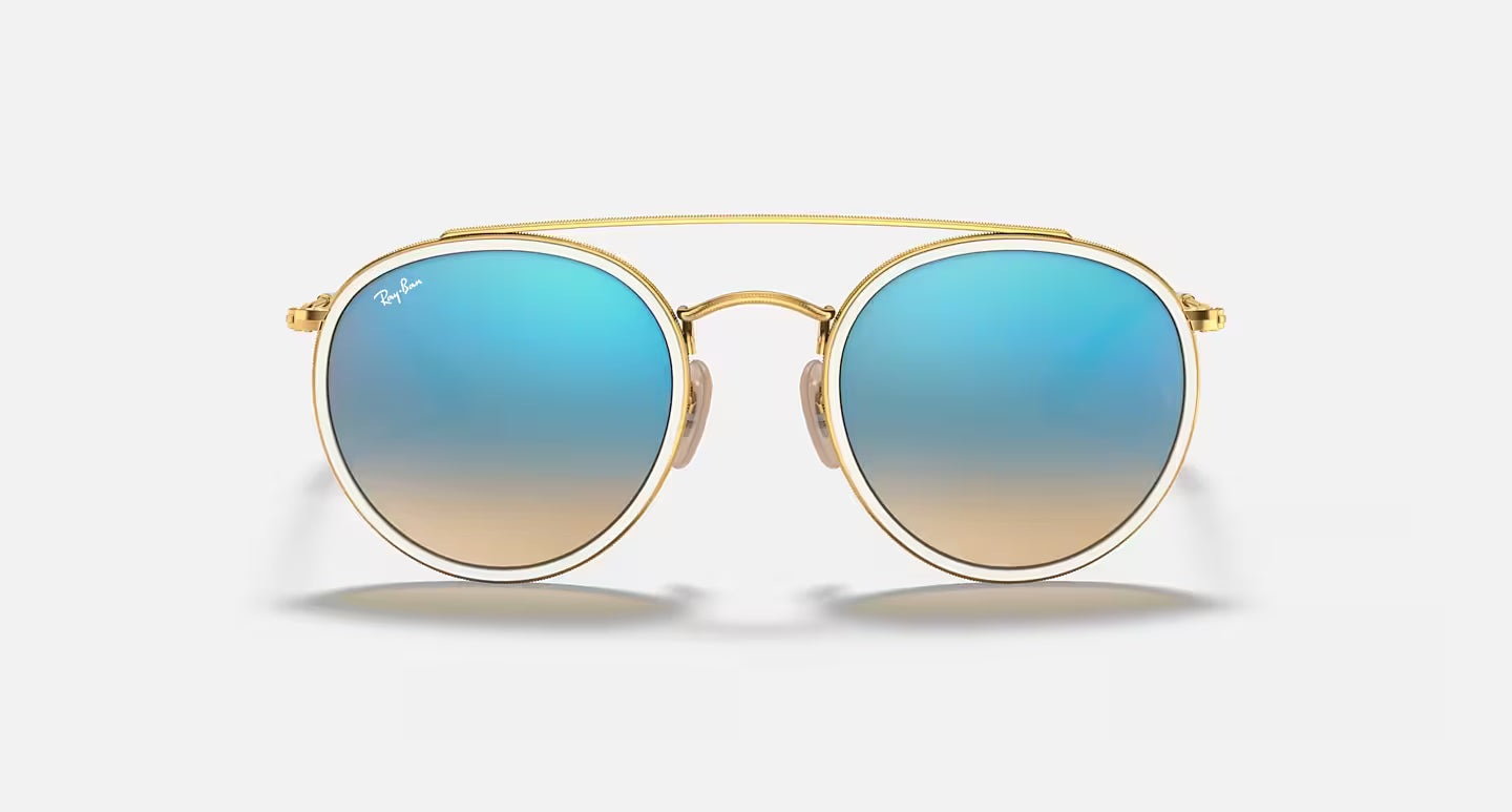 Round Double Bridge 0RB3647N Arista w/ Brown Gradient Mirror Blue