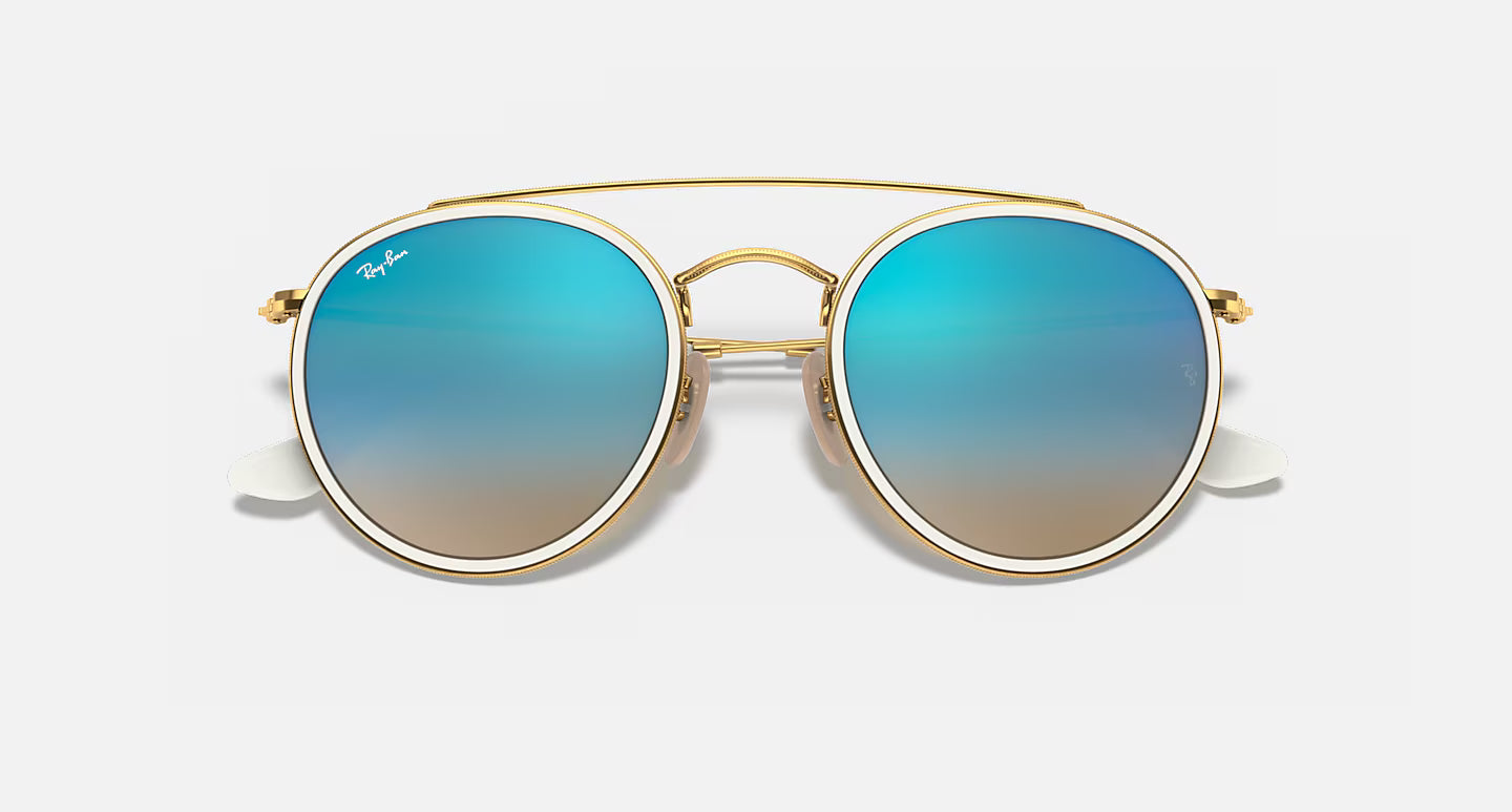 Round Double Bridge 0RB3647N Arista w/ Brown Gradient Mirror Blue