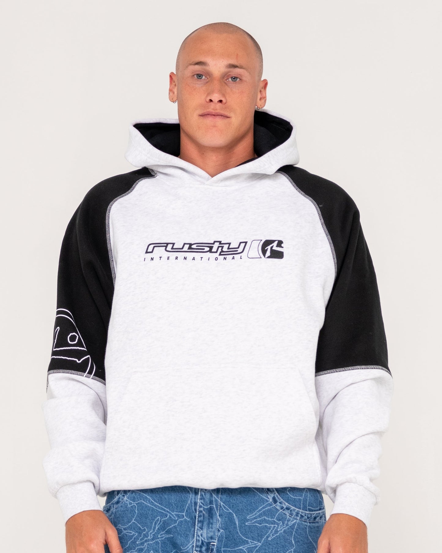 Rusty Incognito Hooded Fleece - Ecru Marble