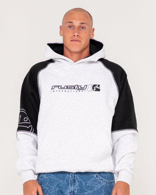 Rusty Incognito Hooded Fleece - Ecru Marble