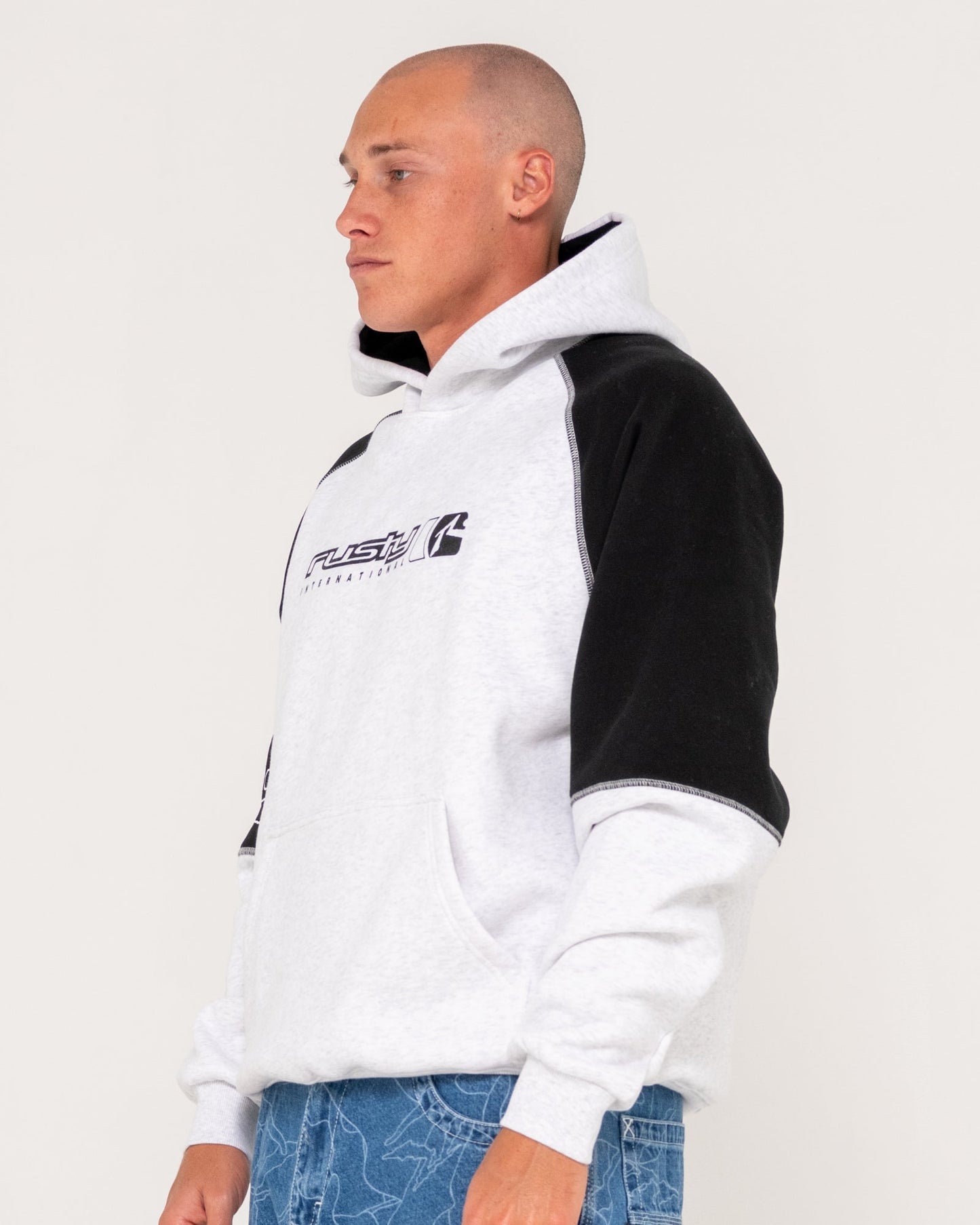 Rusty Incognito Hooded Fleece - Ecru Marble