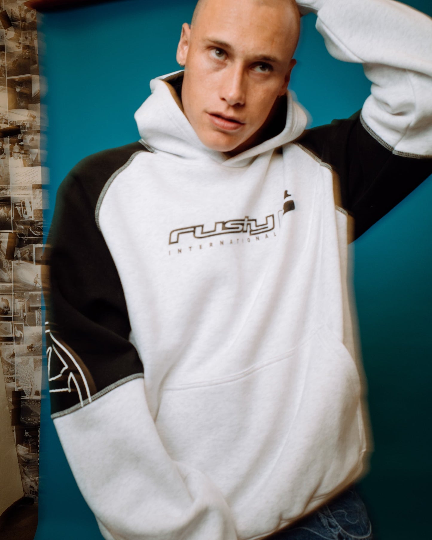 Rusty Incognito Hooded Fleece - Ecru Marble