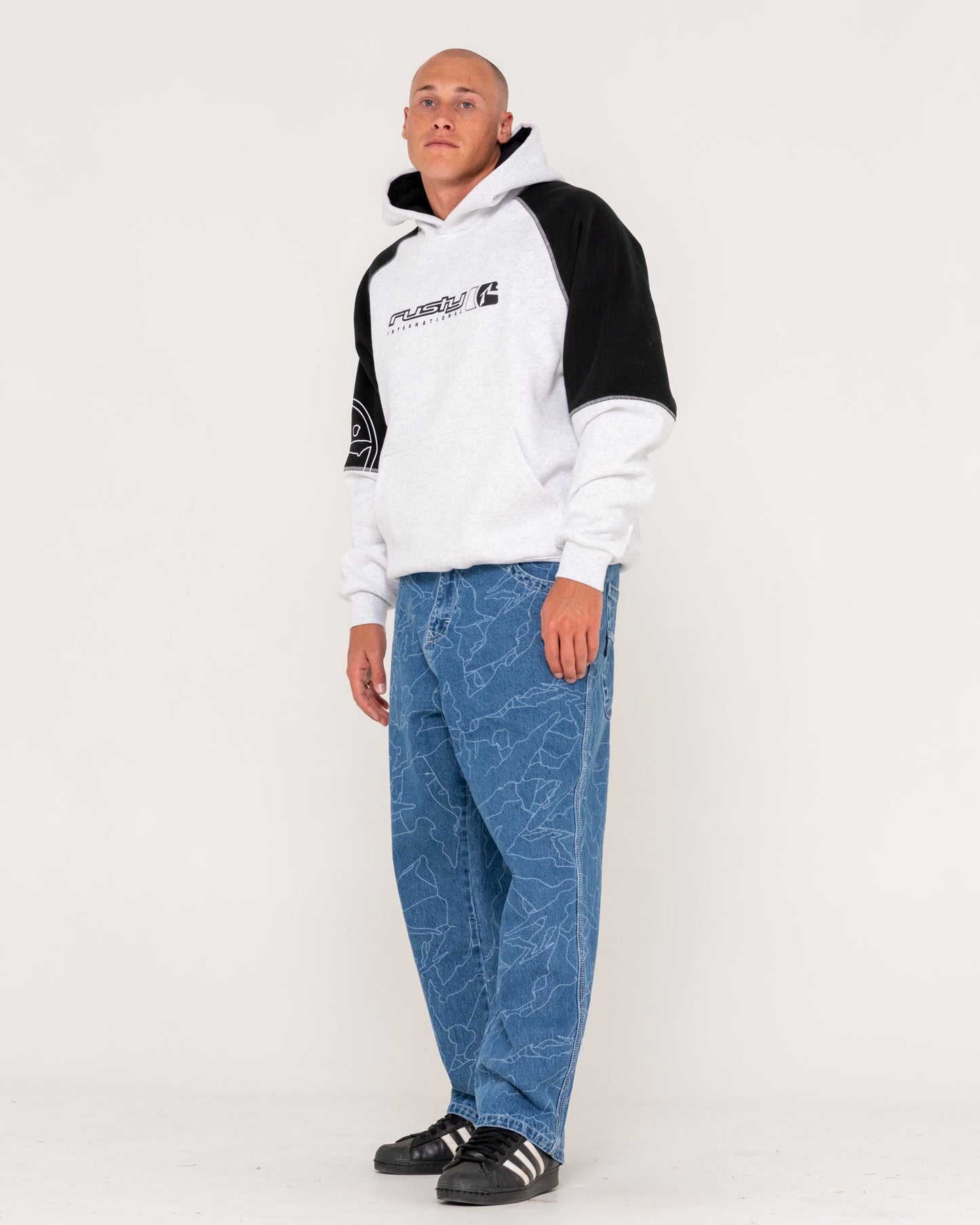 Rusty Incognito Hooded Fleece - Ecru Marble