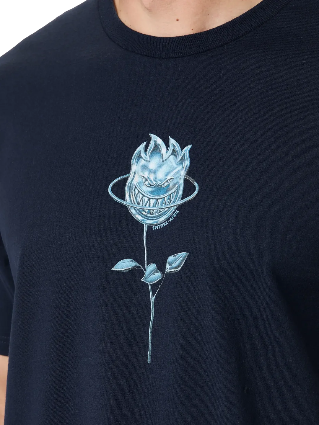 Spitfire x April Chrome Rose Bighead Short Sleeve Shirt - Navy