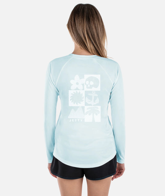 Salty Soul Women's UV LST Long Sleeve Tee - Columbia Blue