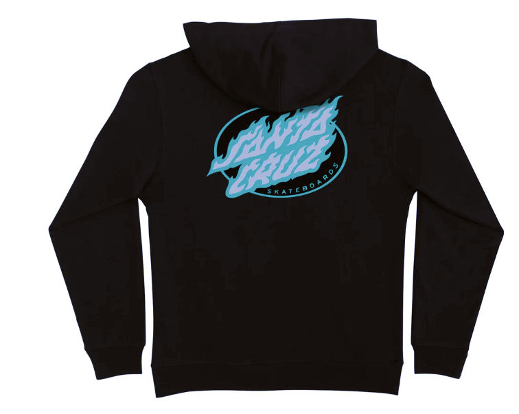 Youth Santa Cruz True Oval Flame Dot Hoodie - Black