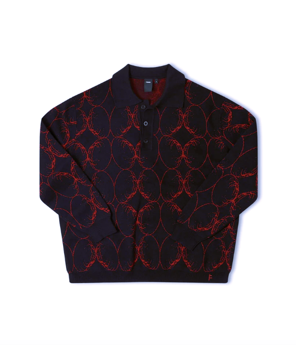 Former Coil Knit Polo - Black/Blood