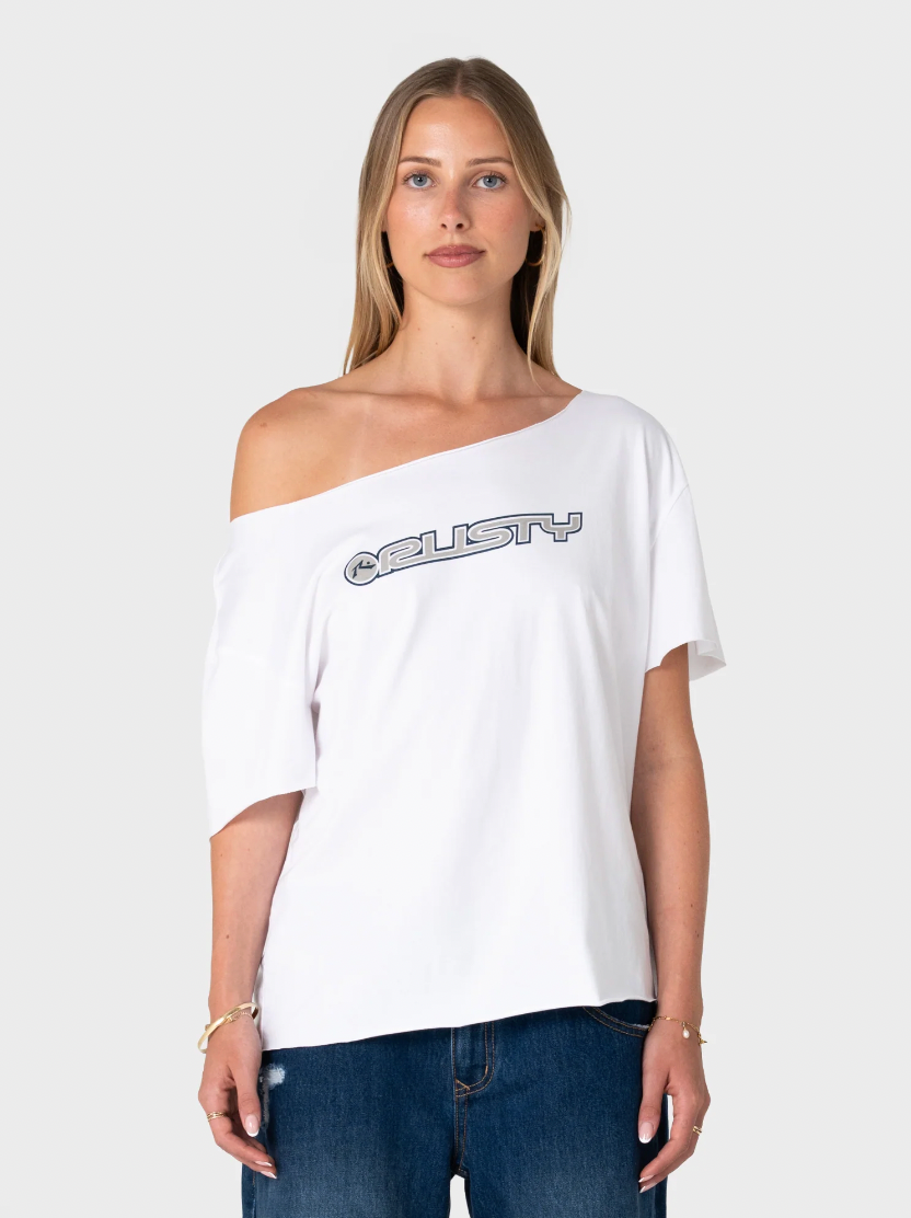 New But Old Off Shoulder Tee - Vintage White