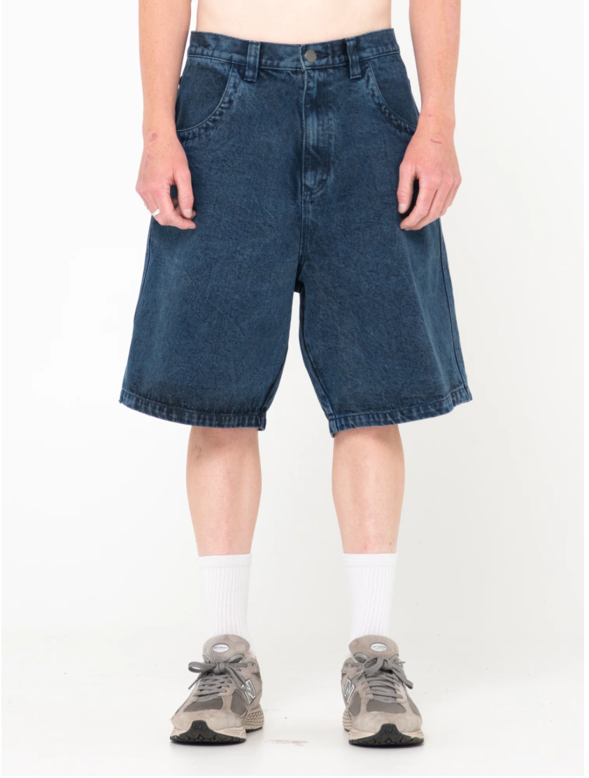 Rusty Flip Daddy Tapeless Jort - Overdyed Blue