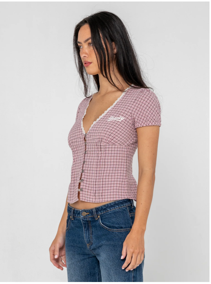 Peggy Sue Button Down Blouse - Pink-A-Boo