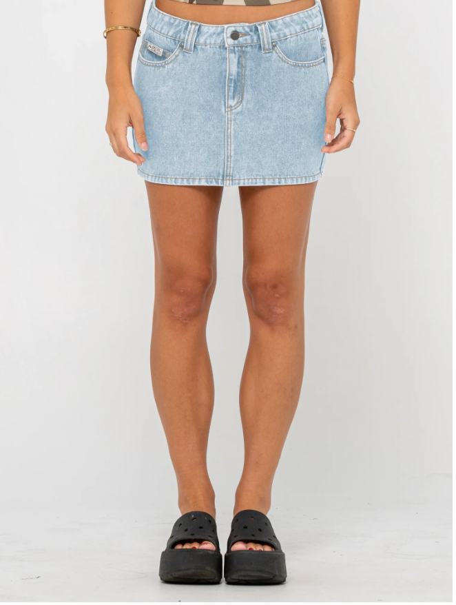 Mavericks Low Rise Denim Mini Skirt