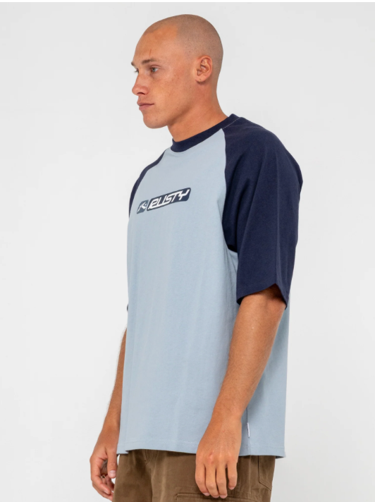 Bubble Raglan Short Sleeve Tee - Smoke Blue