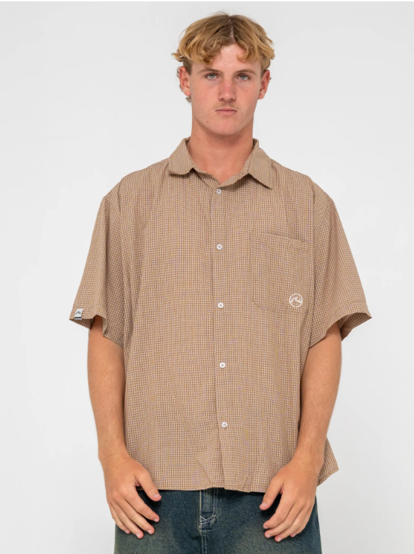 Hoodus Check Short Sleeve Shirt - Tobacco
