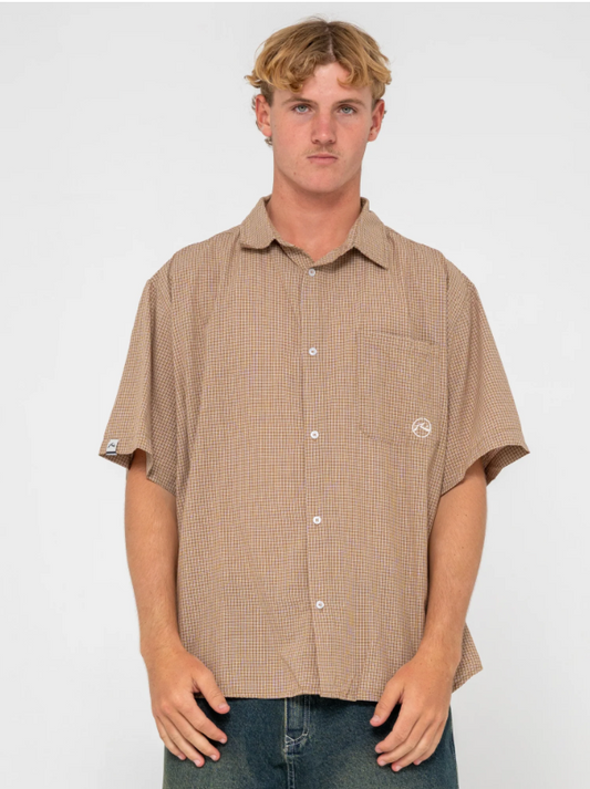 Hoodus Check Short Sleeve Shirt - Tobacco