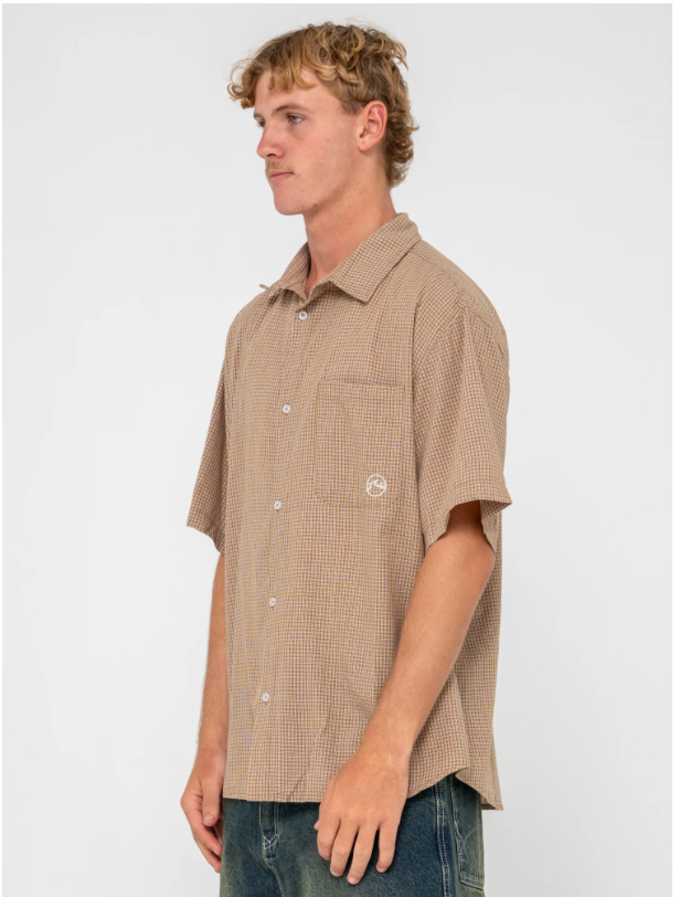 Hoodus Check Short Sleeve Shirt - Tobacco