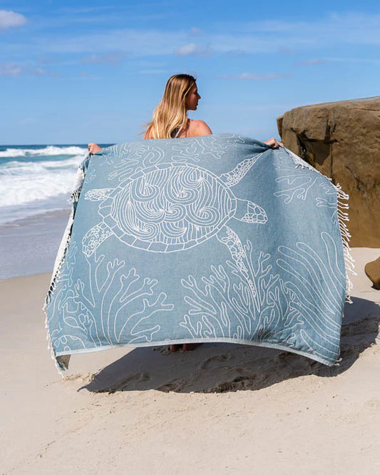 Sand Cloud Sea Turtle Reef Deep Ocean Towel - Large