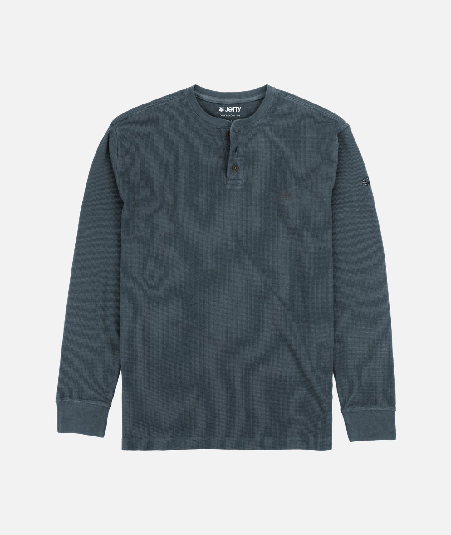 Seabed Waffle Henley Long Sleeve - Navy