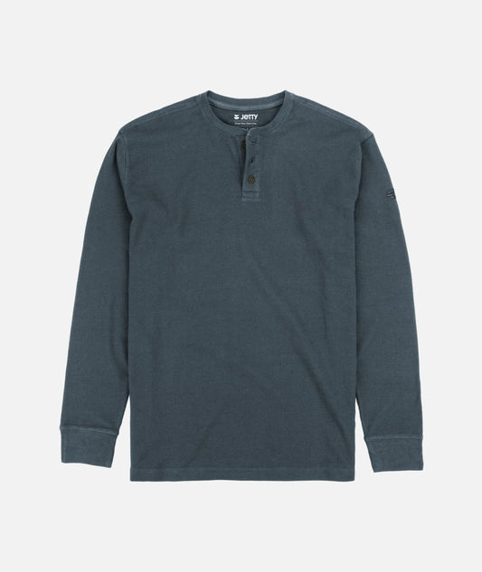 Seabed Waffle Henley Long Sleeve - Navy