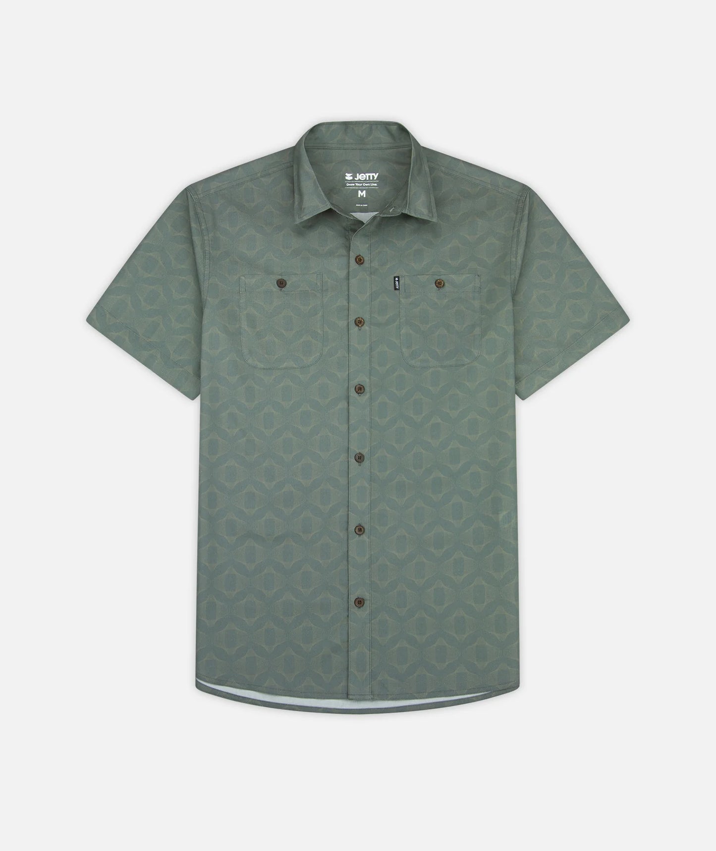 Seabrite Cotton Short Sleeve Button Down Shirt - Agave