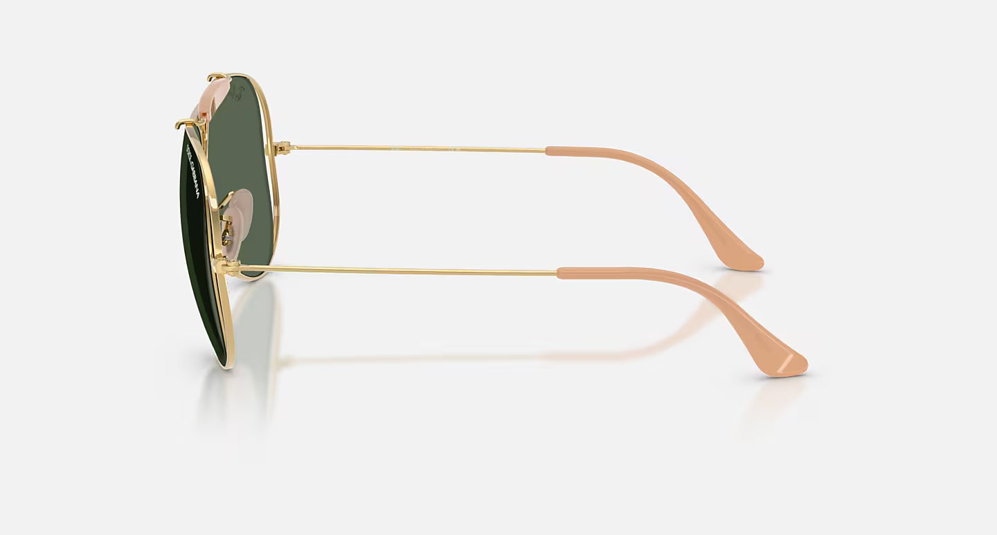 Ray-Ban x Dolce & Gabbana The Shooter RB3138M 58mm Aviator Polished Arista Gold w/ Dark Green