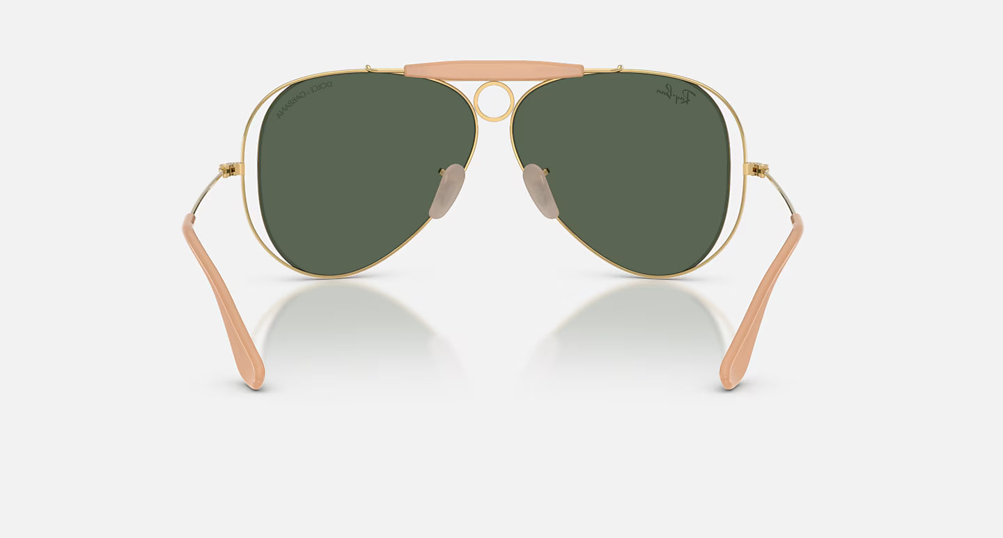 Ray-Ban x Dolce & Gabbana The Shooter RB3138M 58mm Aviator Polished Arista Gold w/ Dark Green