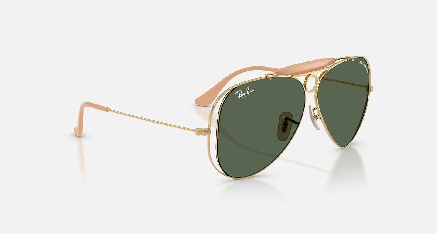 Ray-Ban x Dolce & Gabbana The Shooter RB3138M 58mm Aviator Polished Arista Gold w/ Dark Green