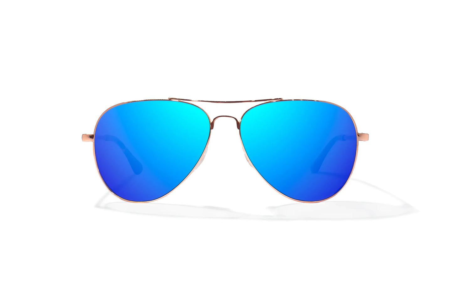 Soldado Rose Gold Satin w/ Blue Mirror Glass Lens