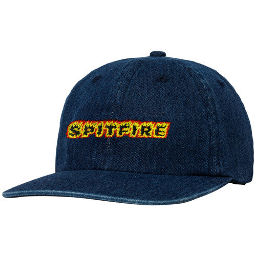 Spitfire Wheels Flames Script Strapback Hat - Denim