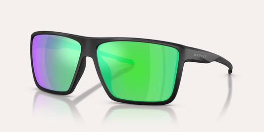Tavern XL Matte Black w/ Green Reflex Polarized