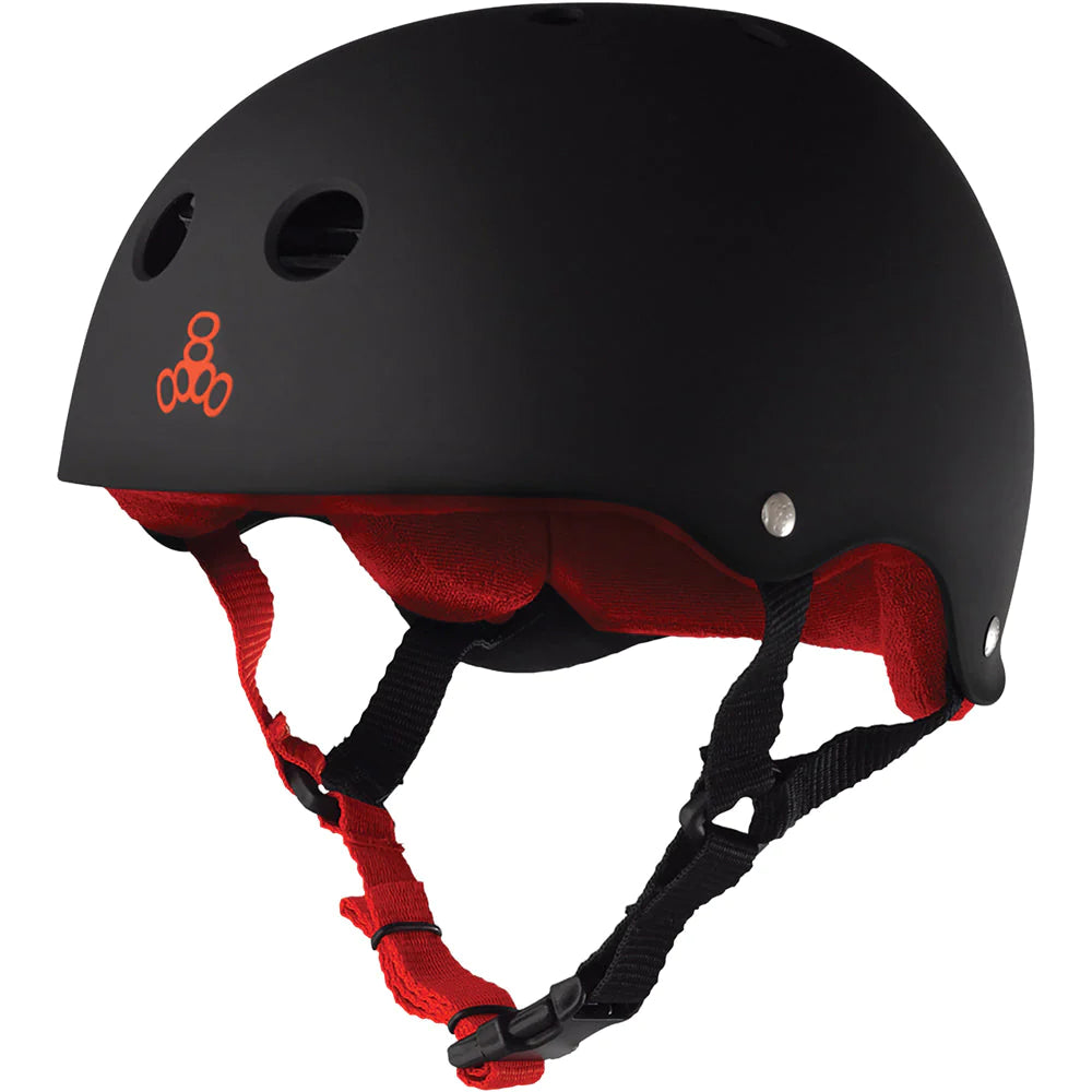 Triple 8 Sweat Saver Series Helmet - Black Rubber w/ Red