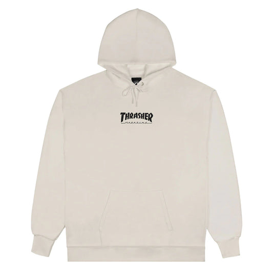Thrasher Heavyweight Embroidered Magazine Mag Logo Hoodie - Bone