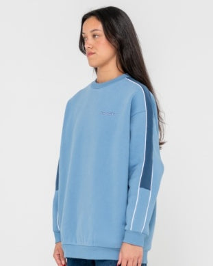 Two Timer Panelled Crew Fleece - Glacier Lake Blue