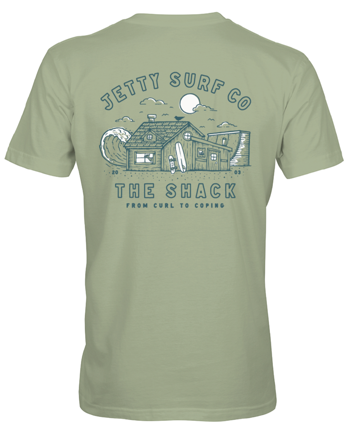 Surf Shack X Jetty Curl to Coping Tee - Sage Green