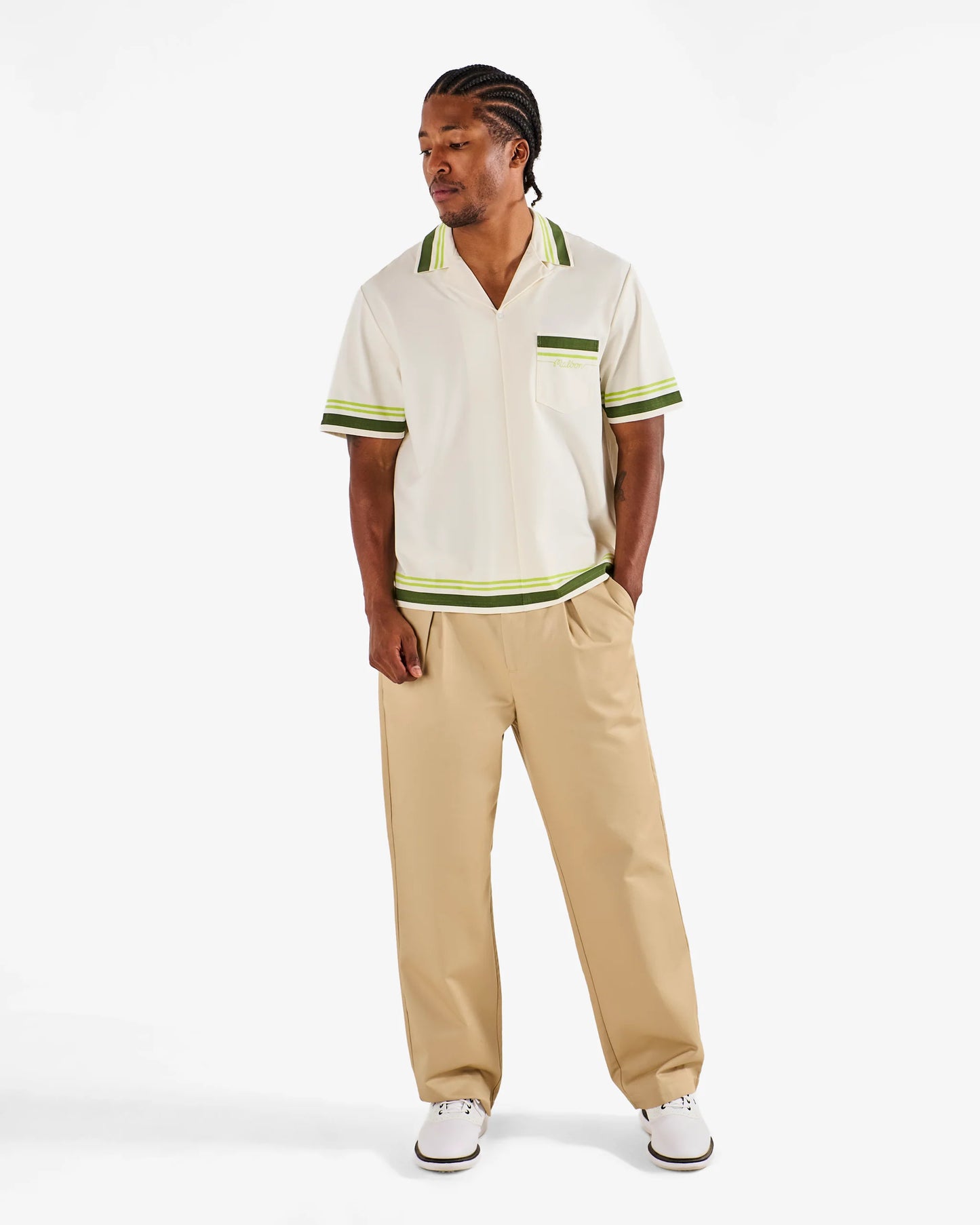 Ventura Camp Shirt SS Short Sleeve Button Down Shirt - Cream