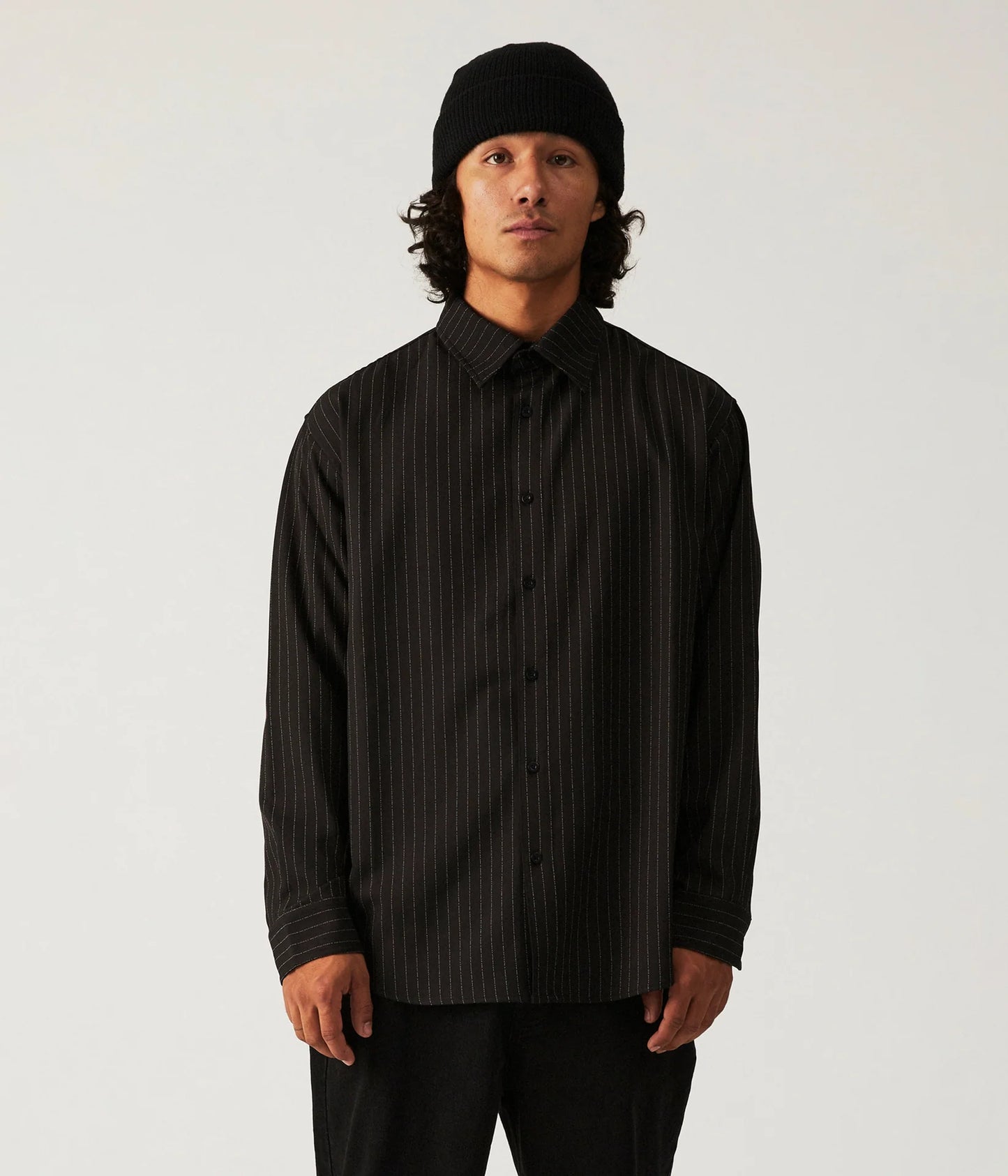 Vivian Stripe L/S Long Sleeve Shirt - Black