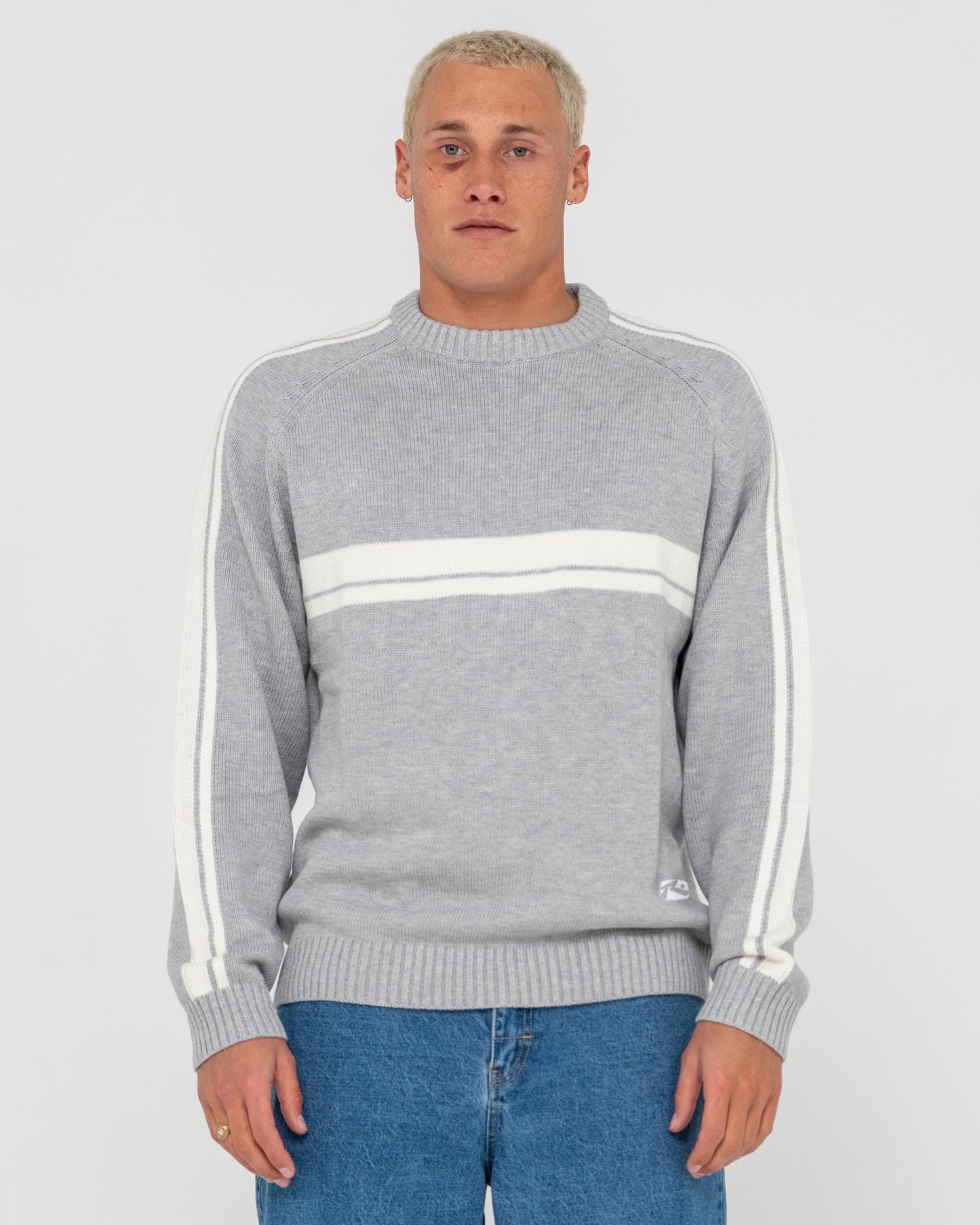 White Lines 2.0 Knitted Crew - Grey Marble