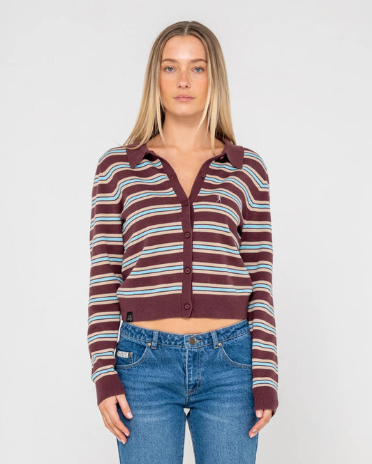 Rusty Extra Credit Button Up Cardigan