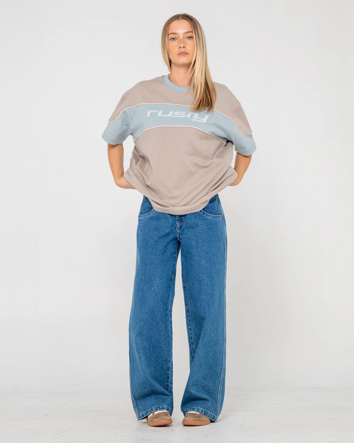 Rusty Kinetic Oversize Tee - Ecru Marle
