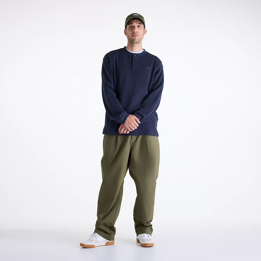 New Balance Numeric Waffle Knit Long Sleeve L/S Henley - DNT Dark Night