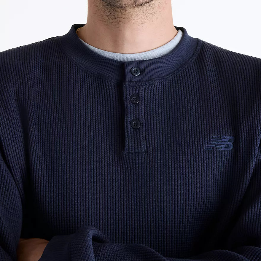 New Balance Numeric Waffle Knit Long Sleeve L/S Henley - DNT Dark Night