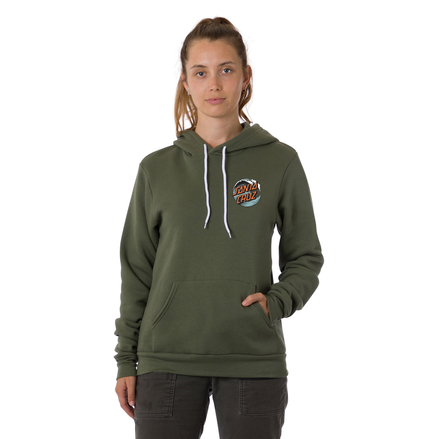 Santa Cruz Wave Dot Boyfriend Relaxed Long Hoodie Military Green