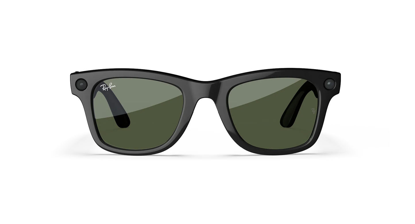 Ray Ban x Meta Gen 2 Wayfarer Shiny Black w/ G15 Green Lens Smart Glasses (50mm)