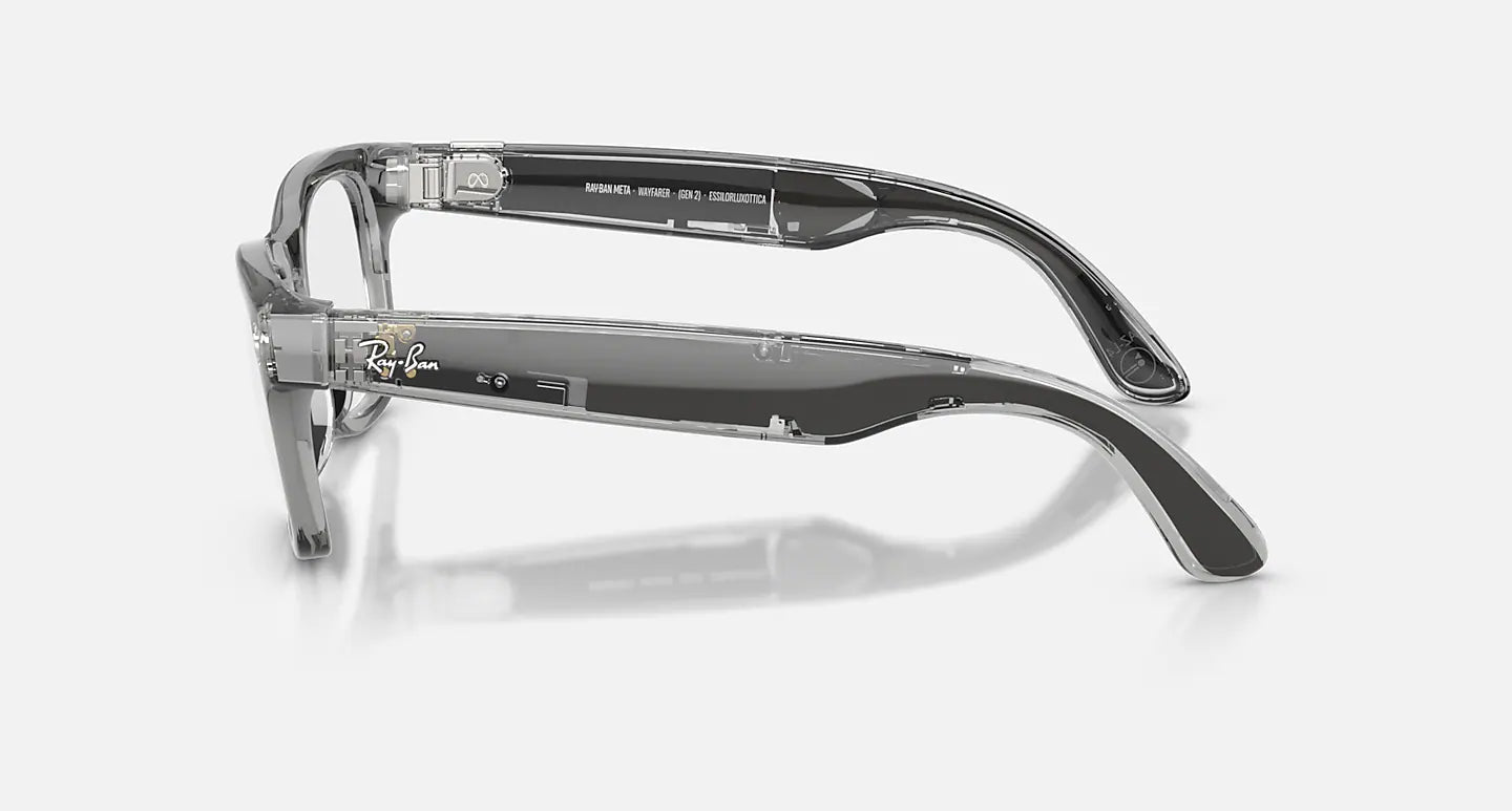 Ray Ban x Meta Gen 2 Wayfarer Shiny Transparent Grey w/ Clear to Sapphire Transitions Lens Smart Glasses (50mm)